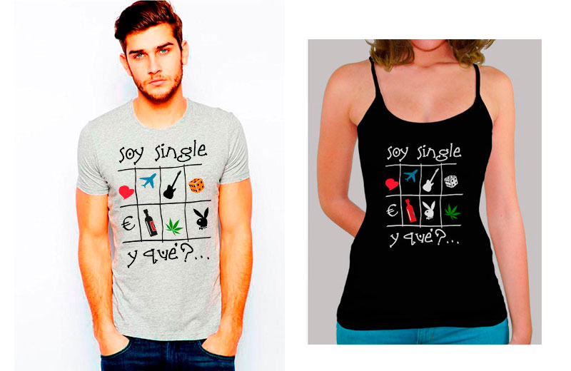 Camisetas y sudaderas "Soy single, ¿y qué?".